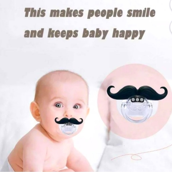 NWT 👶 FRED “CHILL, BABY” FUNNY MUSTACHE SILICONE PACIFIER SUCETTE Baby Boy 0-6+ - Picture 5 of 11
